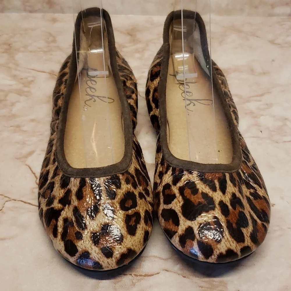Peek youth animal print man made faux leather ballet flats size  12